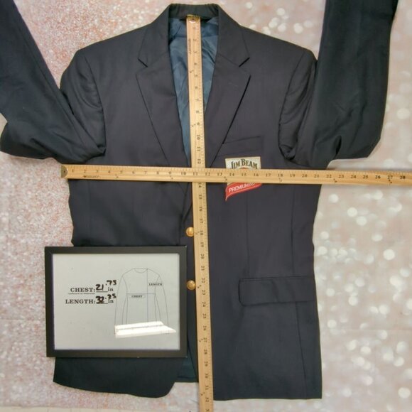 Jim Beam "Premium Nuts" JoS A Bank Wool Navy Blazer, Men's 42 - Picture 8 of 12